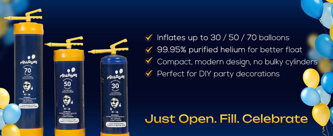 Airloons Compact Helium Canister launch banner