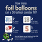 How many foil balloons the Airloons 50 canister fills: 7 x 18-inch, 2 x 36-inch, 2 x 20-inch and 1 x 30-inch letter/number